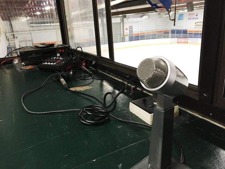 The sound booth in the Bob Snodgrass Arena in High River, Alta.