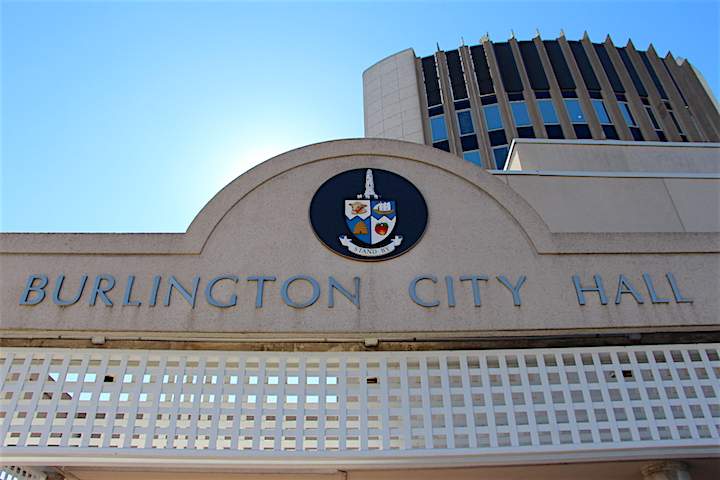 The front entrance of Burlington City Hall.