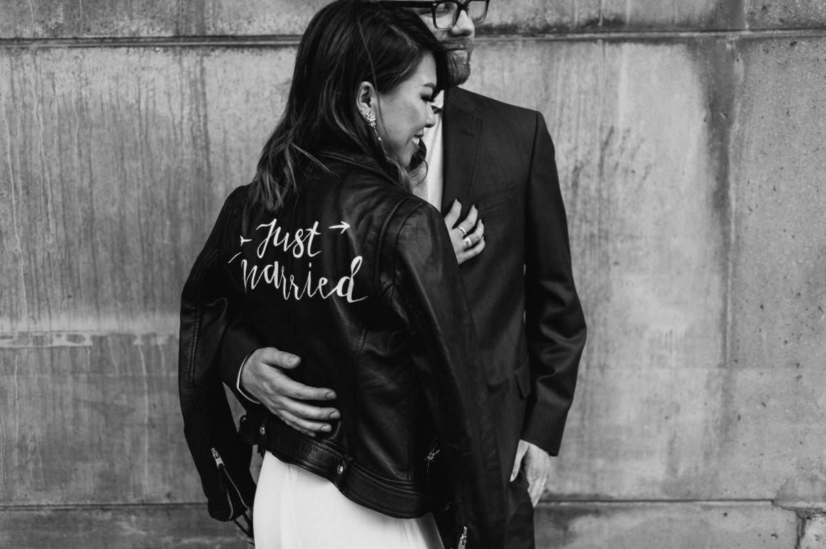 Sylvia Wong in her “Just Married” jacket.