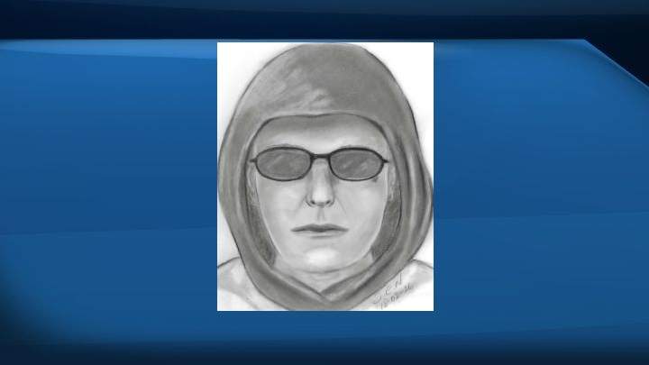 Composite sketch of the suspect in a robbery at the Healthcheck Pharmacy in Leduc, Alta. on Feb. 26, 2018.