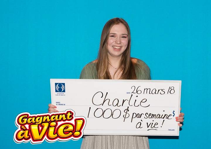 Charlie Lagarde, 18, has won $1,000 per week for life.