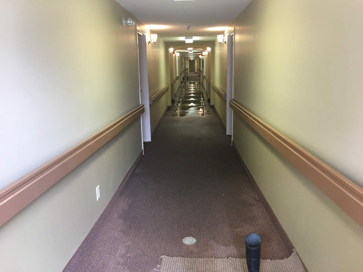 The lower level of Pioneer Square seniors residence during flooding in March 2018.