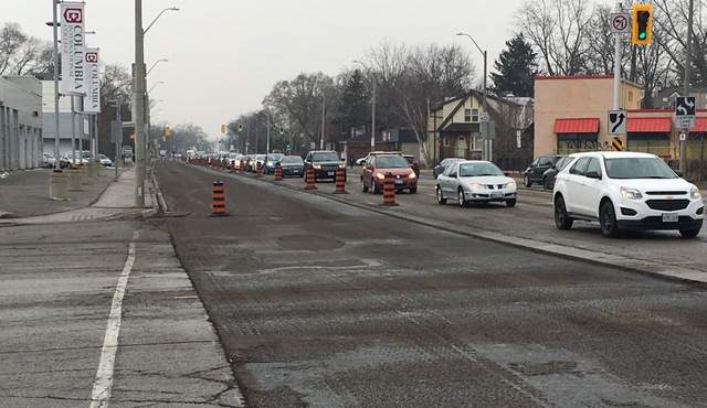 Road resurfacing on Main Street West.