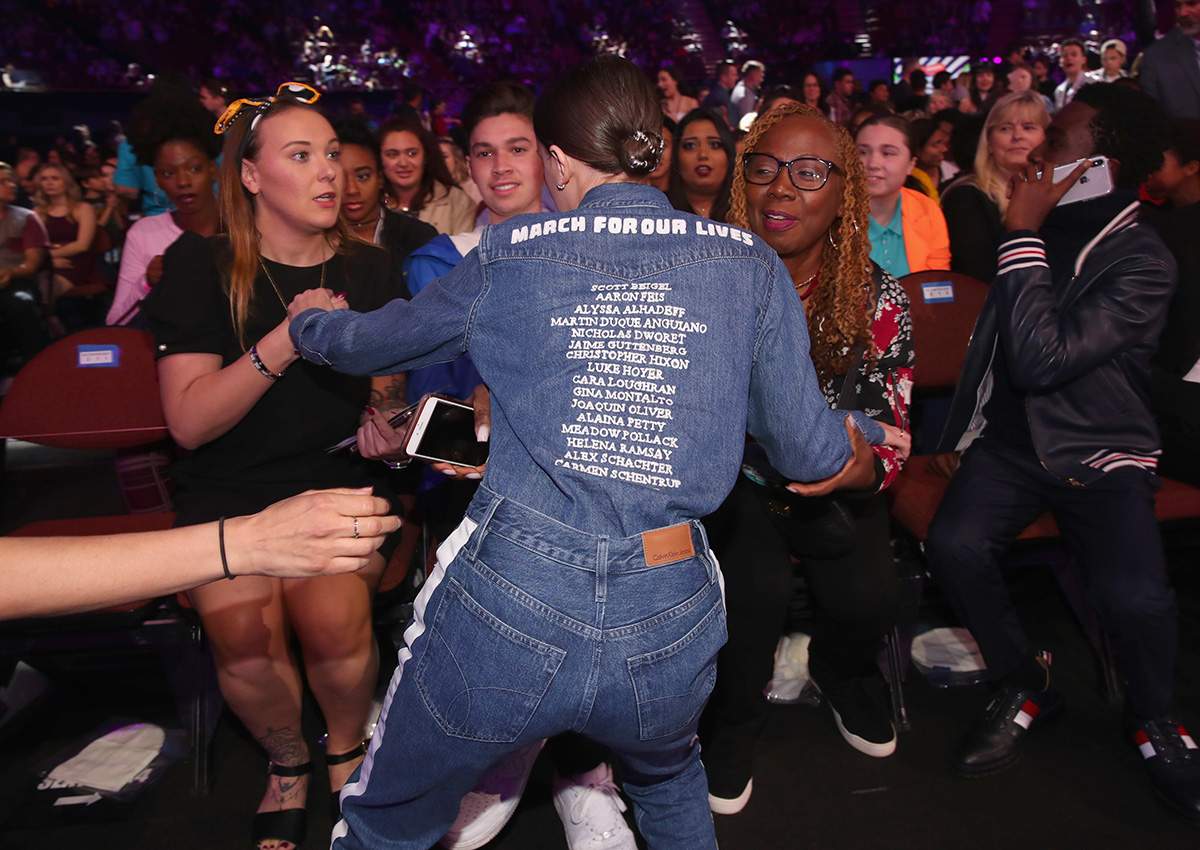 Millie Bobby Brown attends Nickelodeon’s 2018 Kids’ Choice Awards at The Forum on March 24, 2018 in Inglewood, California.