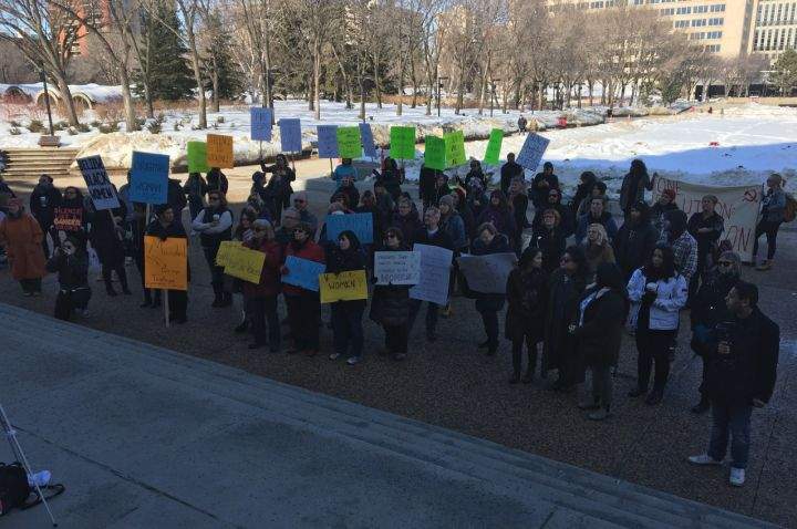 A rally was held at the Alberta legislature on Saturday afternoon that was aimed at supporting survivors of sexual assault and sexual harassment.