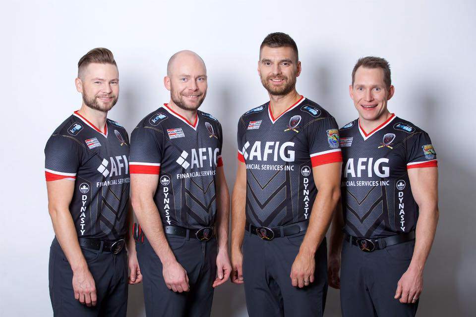 Skip Mike McEwen, third B.J. Neufeld, second Matt Wozniak and lead Denni Neufeld have been curling together since 2007.