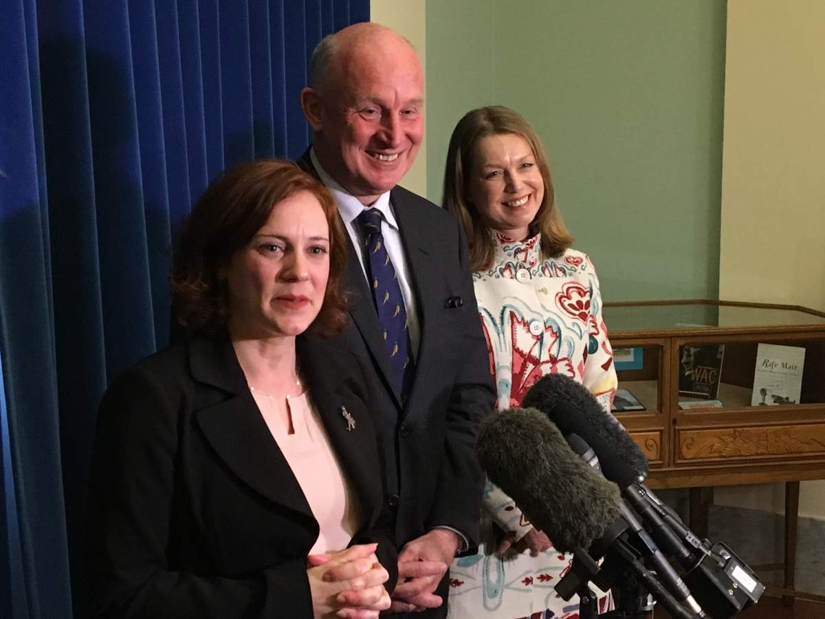Energy Minister Michelle Mungall (far left) will be bringing her soon to be child into the B.C. Legislative chamber.