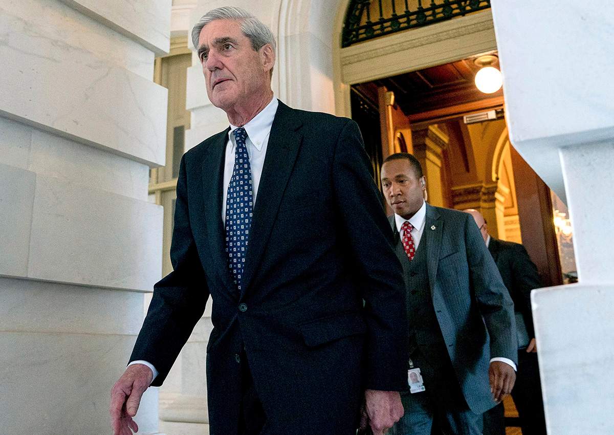 In this June 21, 2017, file photo, former FBI Director Robert Mueller, the special counsel probing Russian interference in the 2016 election, departs Capitol Hill following a closed door meeting in Washington.  