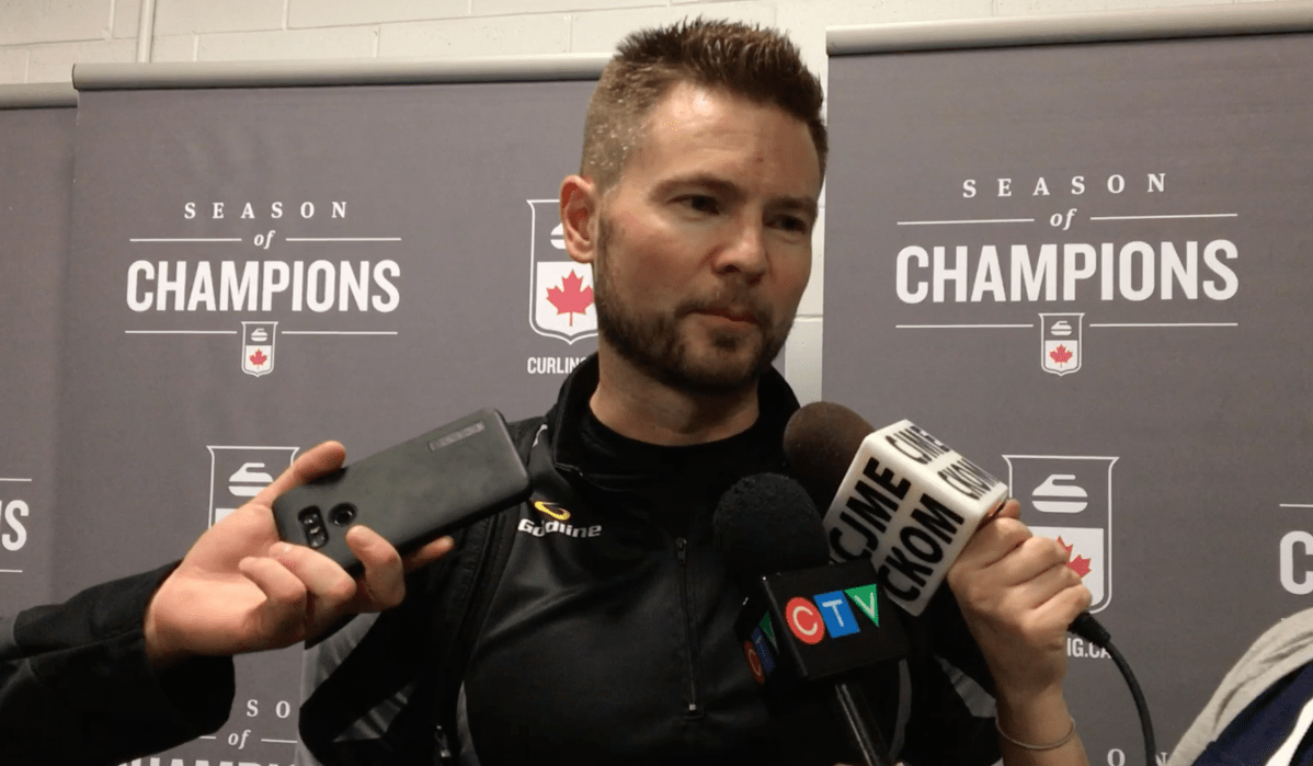 Winnipeg's Mike McEwen clinches the final Tim Hortons Brier berth after defeating Jason Gunnlauson 4-3 in an extra end Friday night at the Brandt Centre in Regina, Sask.