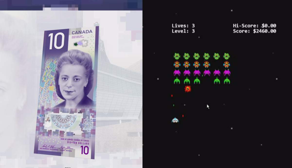 The Bank of Canada has hidden a video game behind its new $10 bill website.