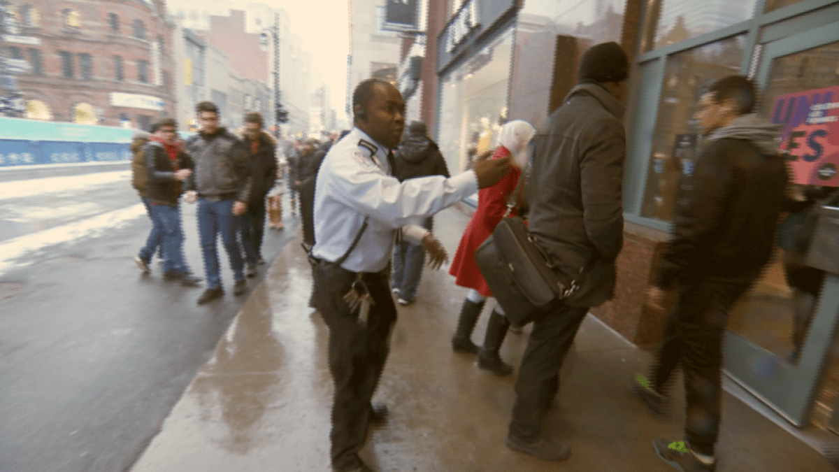 The incident happened at around 3 p.m. Thursday at the corner of Sainte-Catherine Street Ouest and McGill College Avenue.