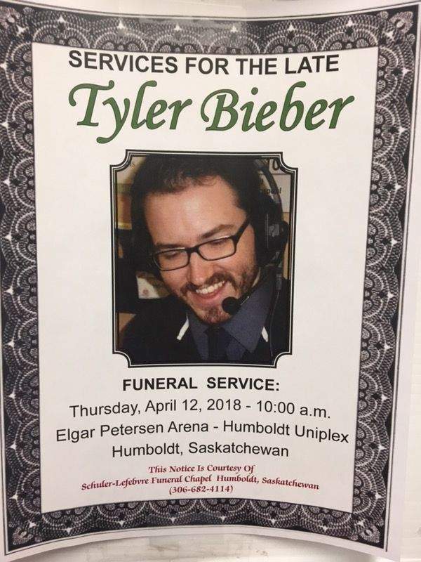 Tyler Bieber was killed in the April 6, 2018 Humboldt Broncos bus crash.