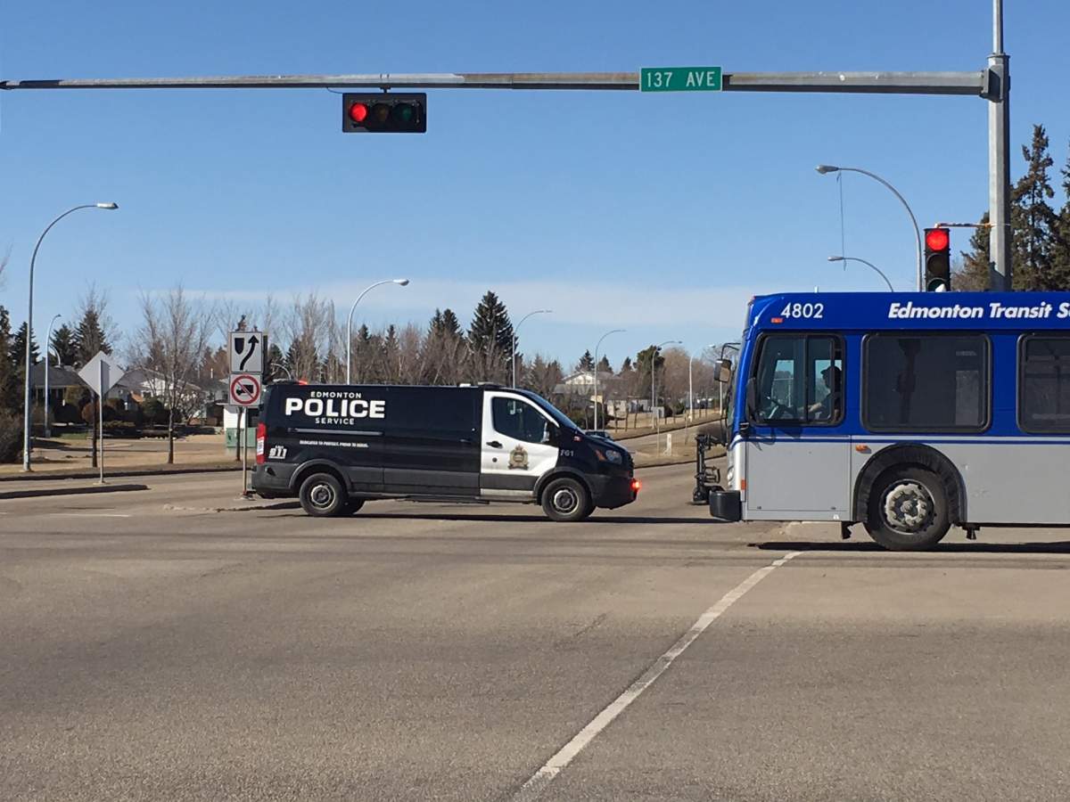 Edmonton police closed off traffic in the north end on April 23, 2018.