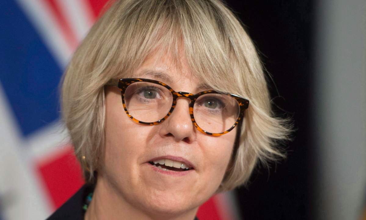 Dr. Bonnie Henry speaks to the media following an announcement in Victoria, B.C., Wednesday, Jan. 24, 2018.