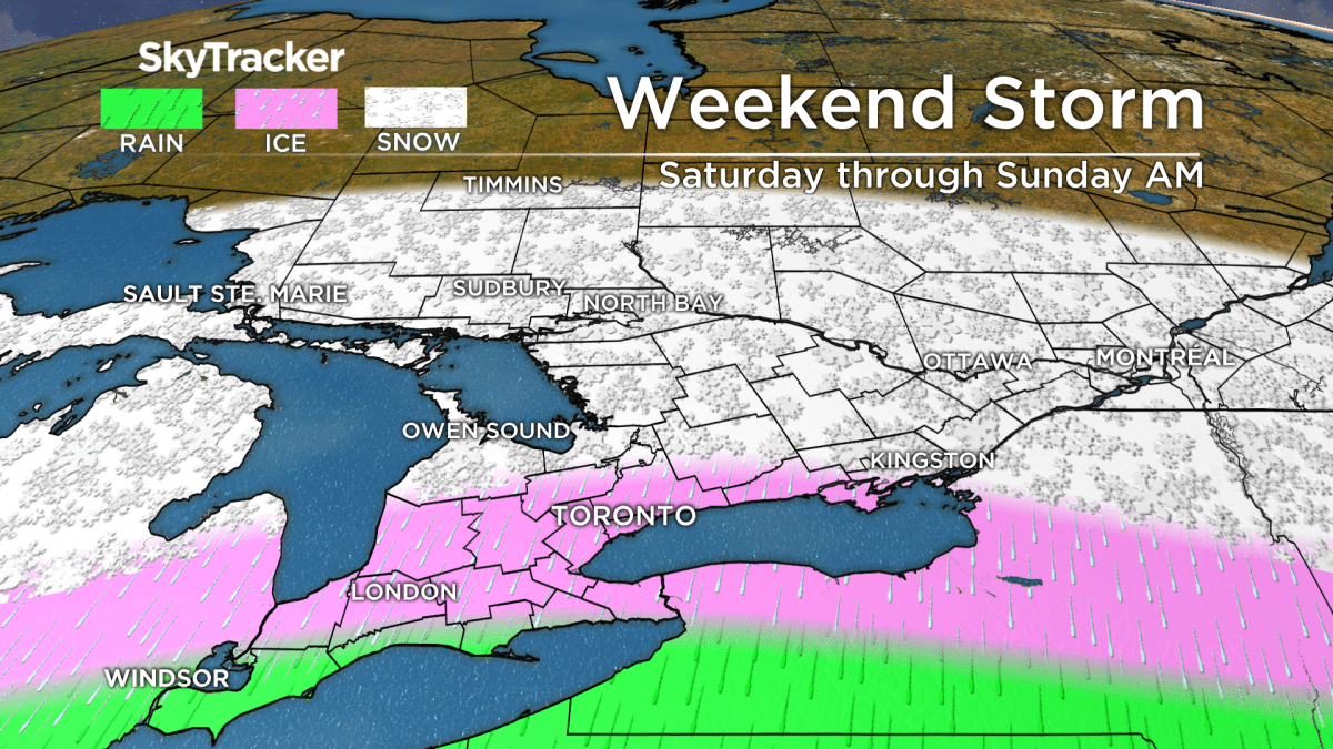 The special weather statement spans most of southern Ontario, and calls for freezing rain and heavy rain in the London area.