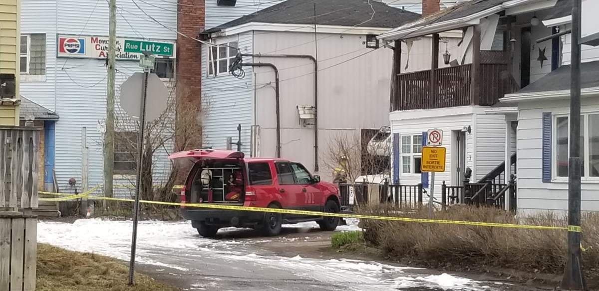 About a dozen tenants have been displaced by a pre-dawn fire that extensively damaged the back section of a house containing five apartments in downtown Moncton.