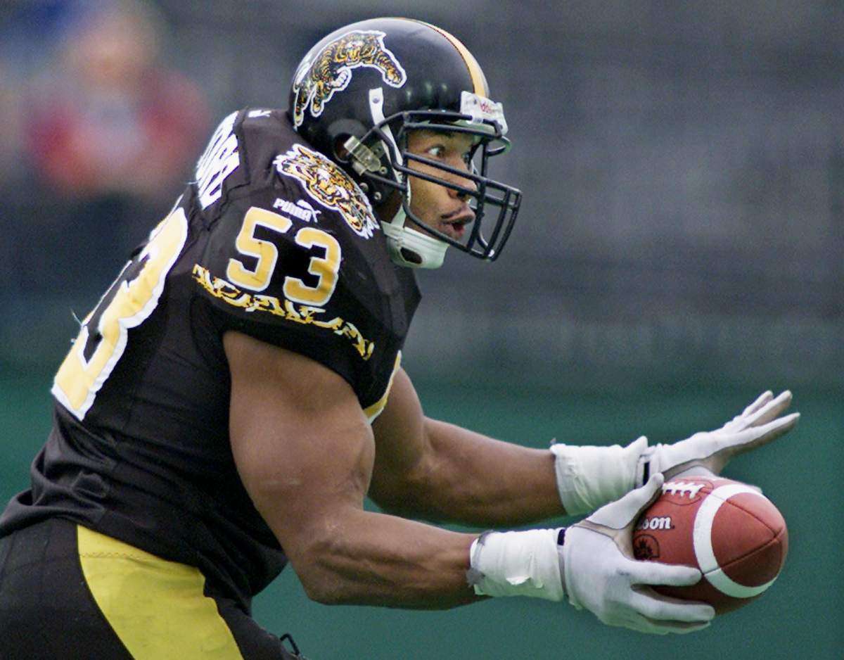 Hamilton Ticats defensive end Joe Montford appears in a 2001 file photo.
