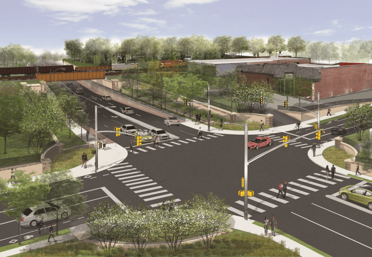 A digital rendering of the planned underpass along Adelaide Street.