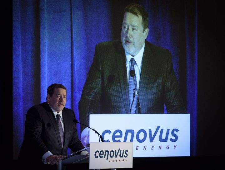 Cenovus president and CEO Alex Pourbaix addresses the company's annual meeting in Calgary, Wednesday, April 25, 2018.