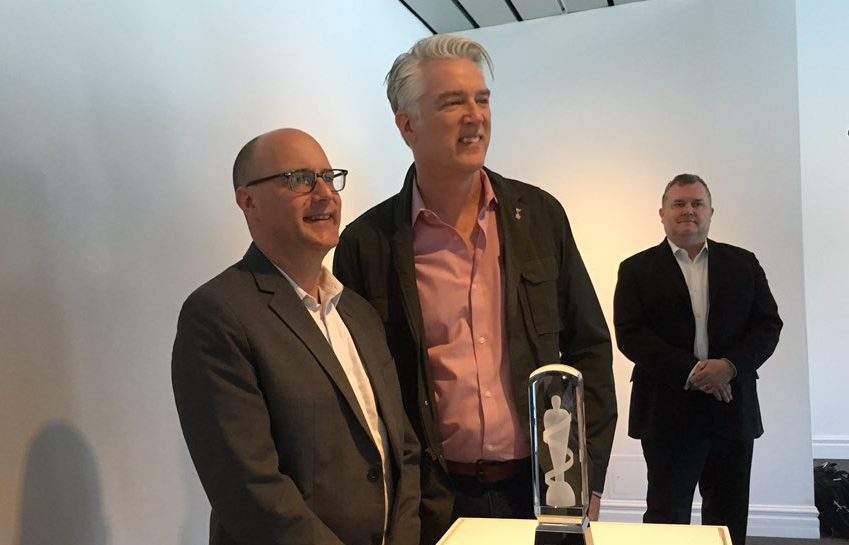 Mayor Matt Brown, president and CEO of the JUNOS, Allan Reid, and chair of London's JUNO host committee, Chris Campbell.