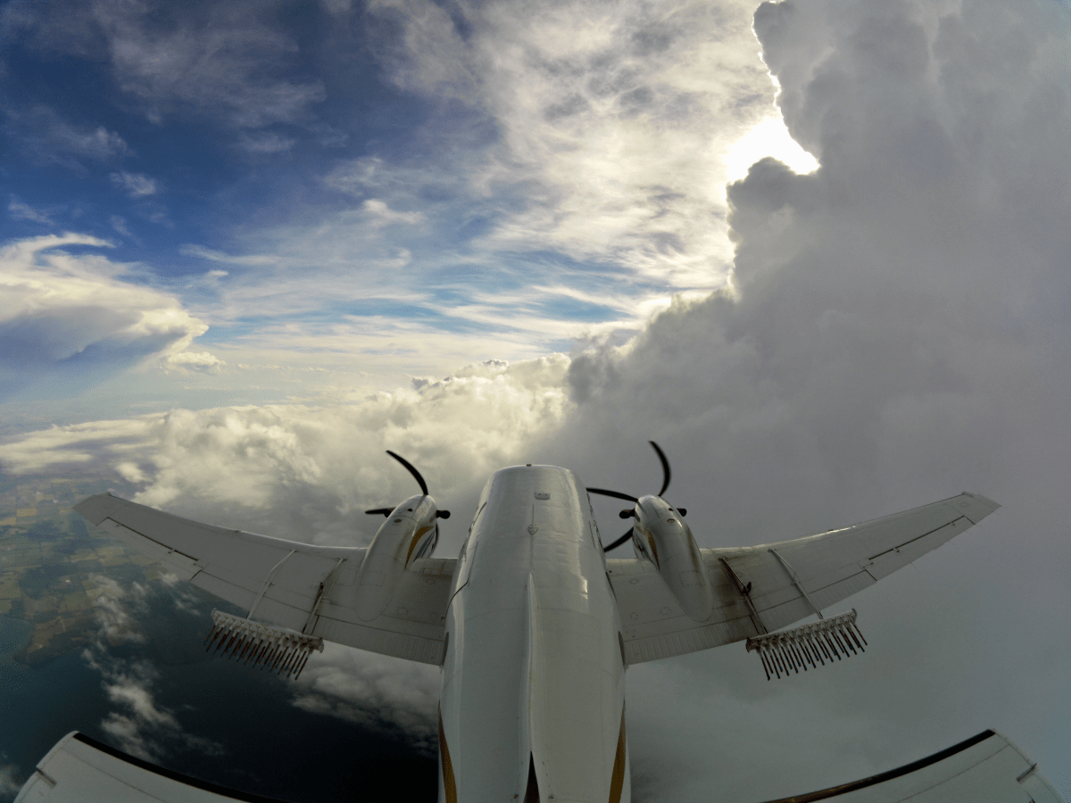 One of Weather Modification International’s aircraft in operation.