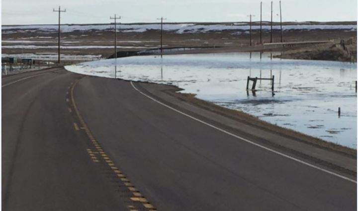 Local flooding has forced the closure of Highway 36 in southern Alberta.