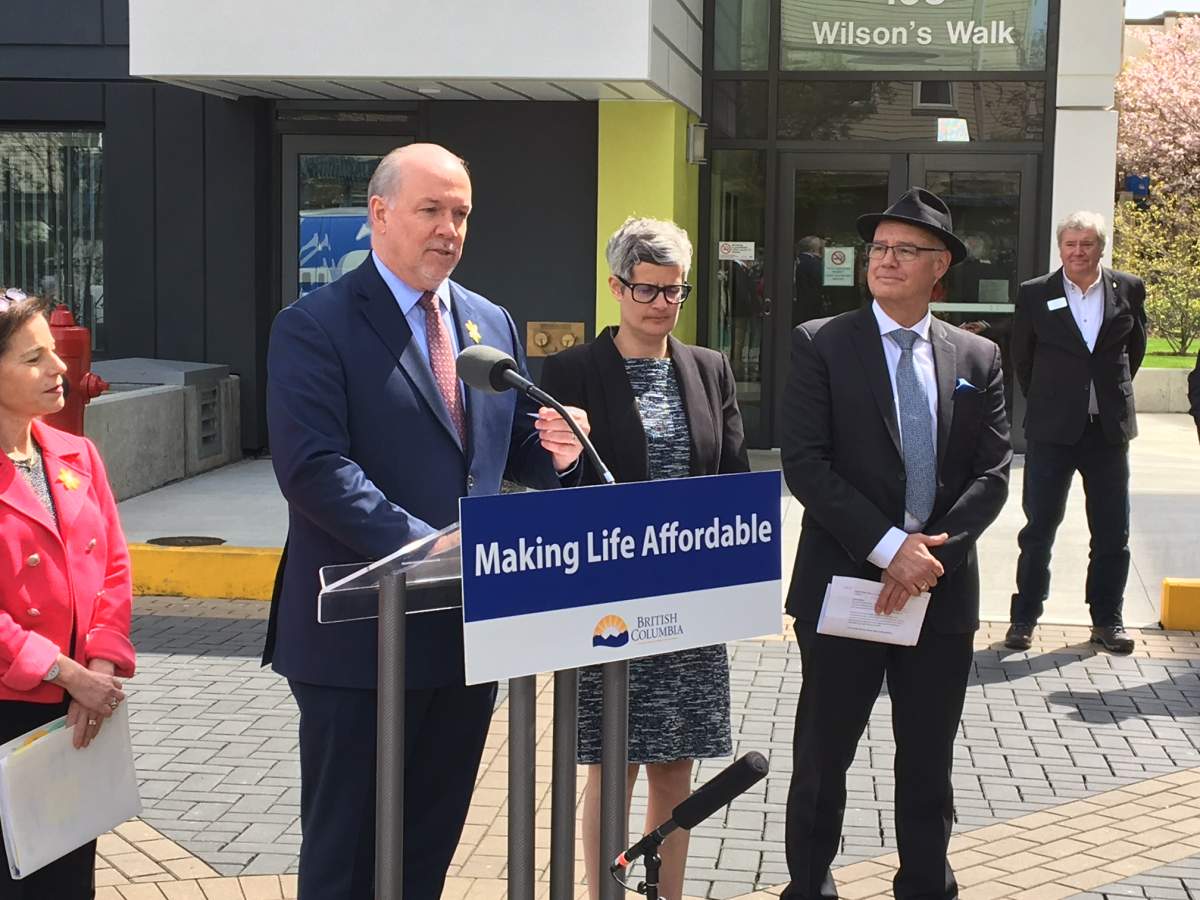 B.C. Premier John Horgan announces the Building BC Community Housing Fund in Victoria on April 18, 2018.