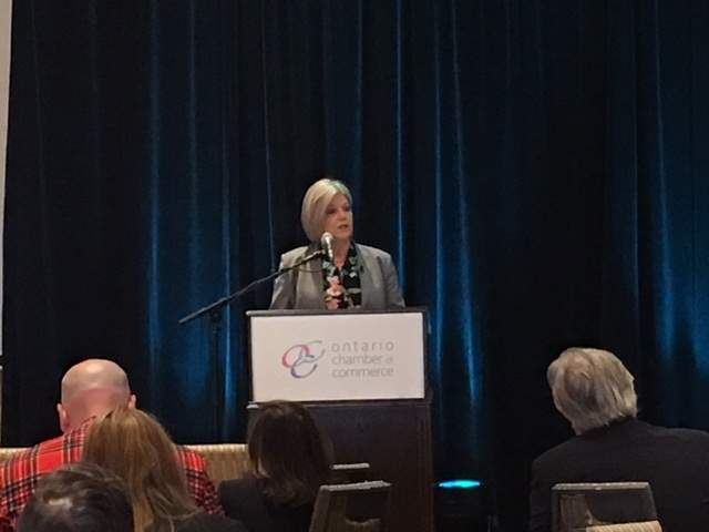 NDP Leader Andrea Horwath addressed the Ontario Chamber of Commerce annual meeting in Hamilton. 