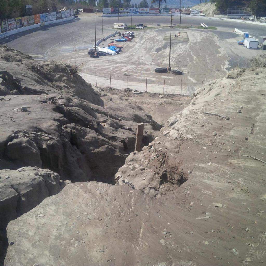 The aftermath of a mudslide at the Penticton Speedway. 