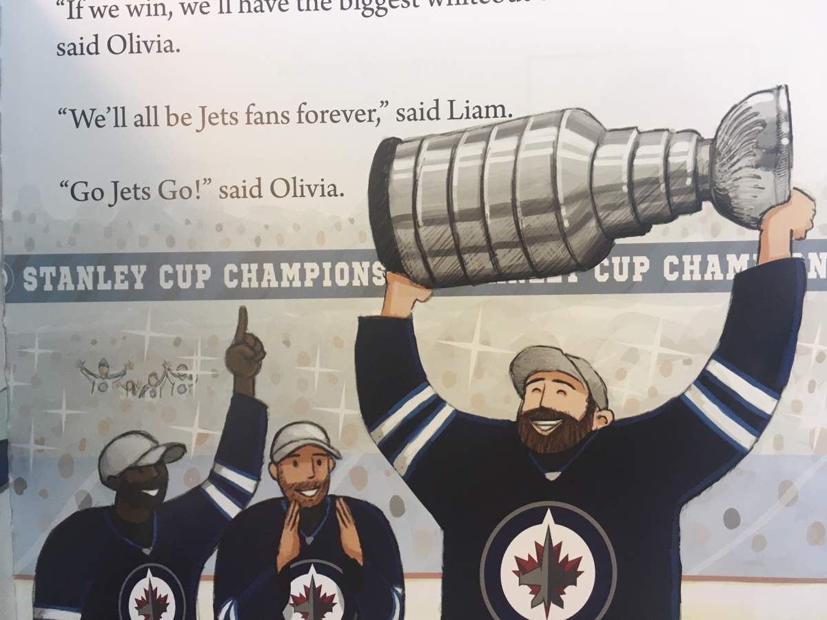 Holly Preston’s book has the Jets hoisting the Stanley Cup.