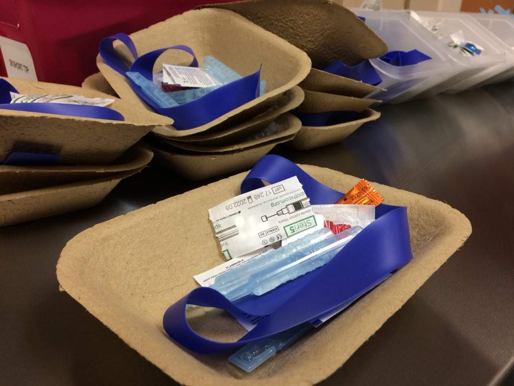 An injection kit at London's temporary overdose prevention site on 168 King Street., picture on Feb 12th, 2017.