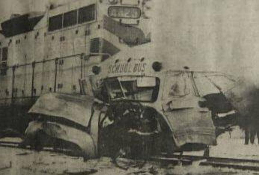 Photo of the aftermath of a devastating bus crash in Lamont, Alta. on Nov. 20, 1960.