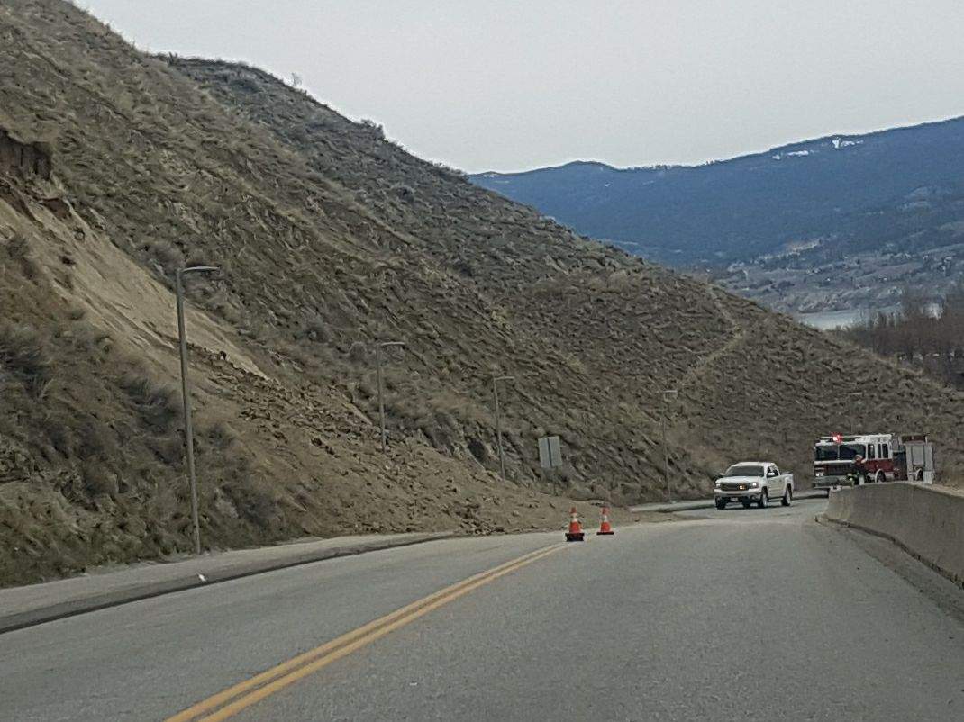 Landslide closes West Bench Hill road .
