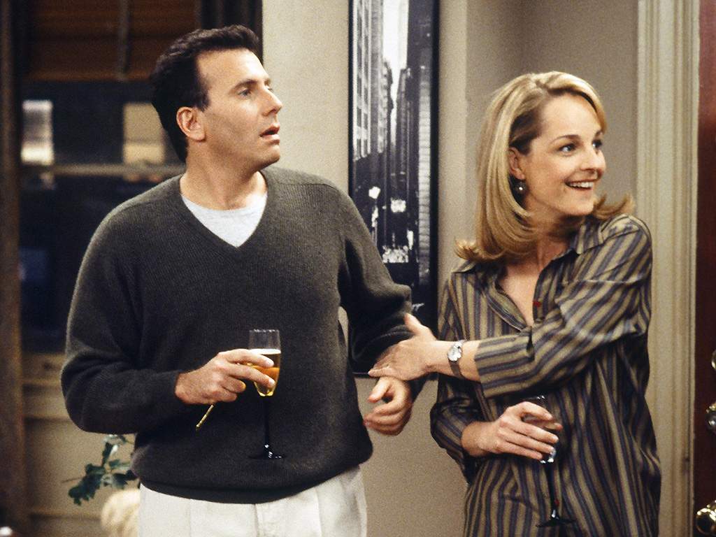Paul Reiser as Paul Buchman and Helen Hunt as Jamie Stemple Buchman on 'Mad About You.'.