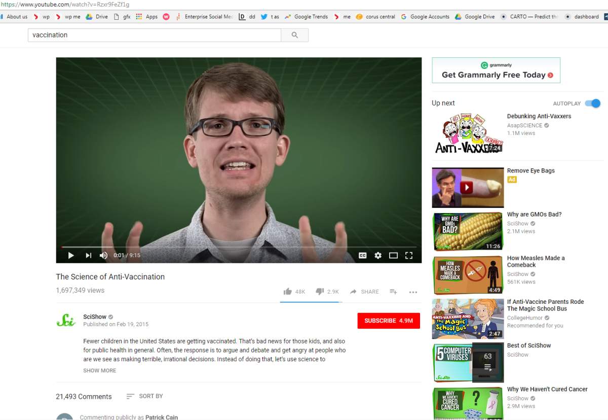 I created an anti-vax filter bubble for myself on YouTube (It was a bit too easy) - image