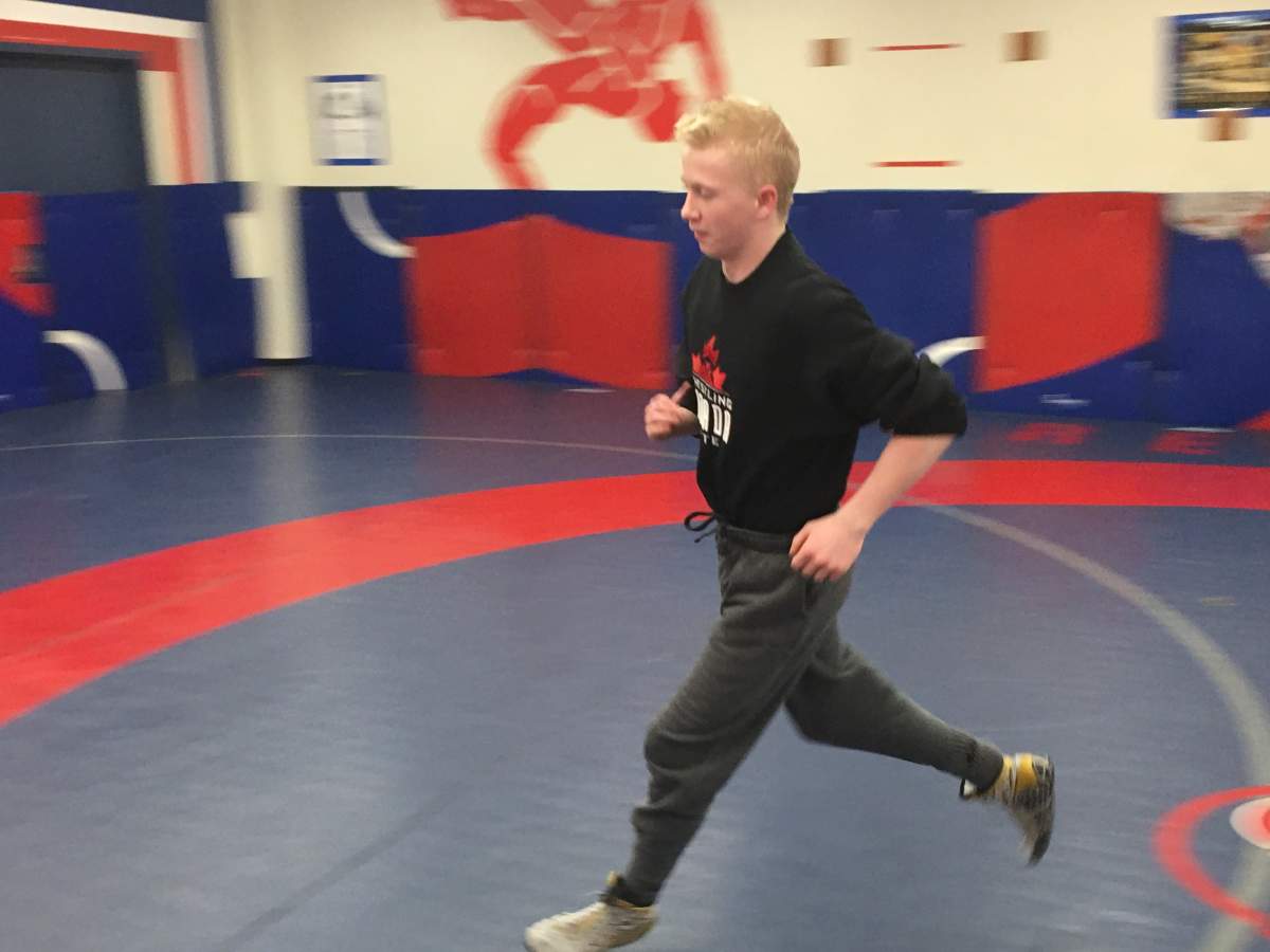 16-year-old Riley White trains at Crescent Heights High School in Calgary. April 30th 2018.