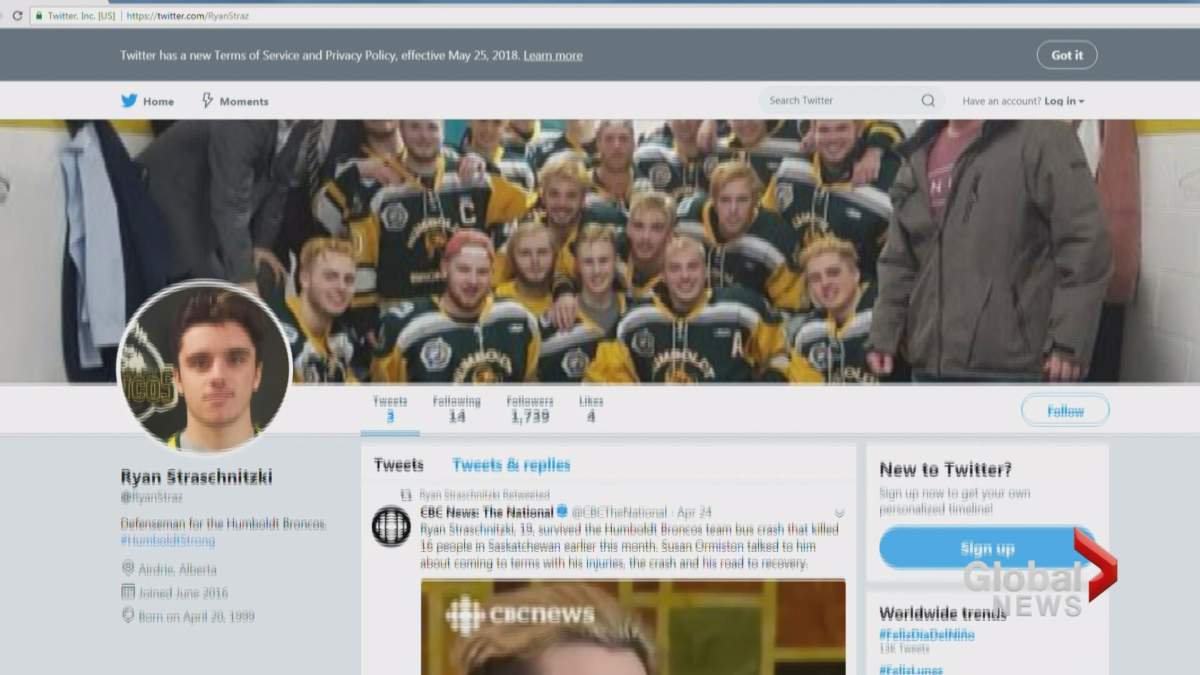 A fake Twitter account under the name of injured Humboldt Broncos player Ryan Straschnitzki popped up on Monday, pushing to a fake GoFundMe fundraiser.