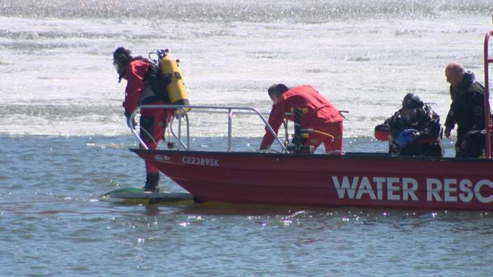 Saskatoon police received a call late Monday morning of a man in the middle of the South Saskatchewan River near Gabriel Dumont Park.