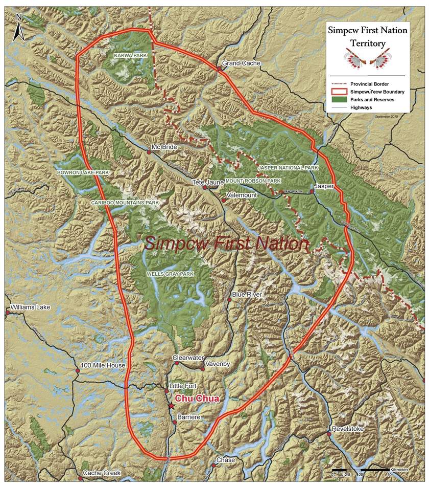 A map of the Simpcw First Nation’s territory.