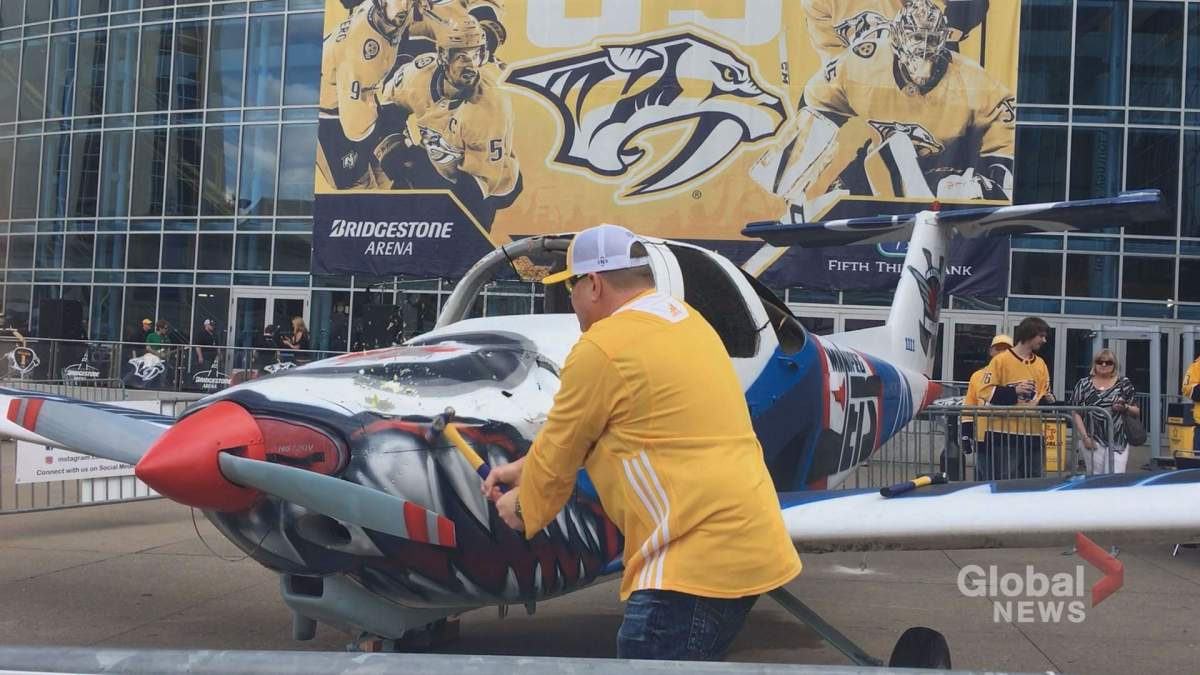 This is how Nashville got the name ‘Smashville’. Predators fans pay for the chance to take a sledgehammer to a vehicle representing the opposing team.