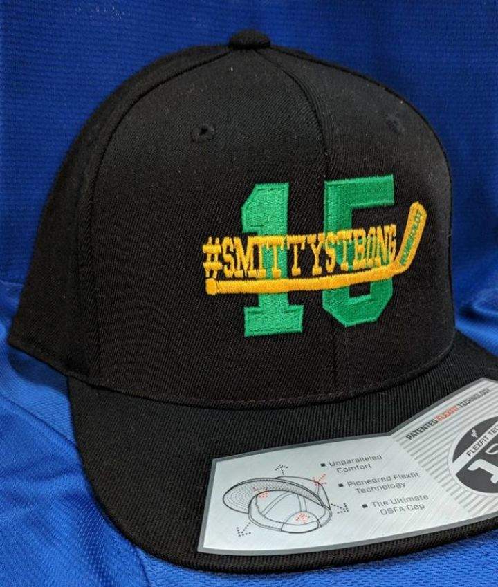 A prototype of the hats being sold at a skate in support of Humboldt Broncos player Tyler Smith.