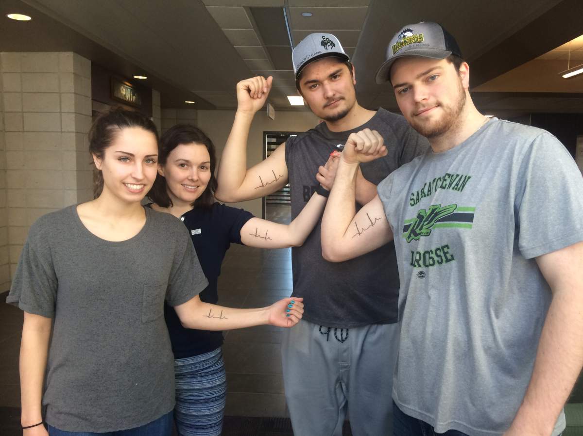 Friends and family of Morgan Gobeil tattooed his heartbeat on their arms as he recovers from the Humboldt Broncos bus crash.