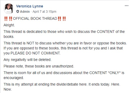 A post from the moderator of the Tragically Hip forum on Facebook warns any negative comments concerning The Never Ending Present, will be deleted.