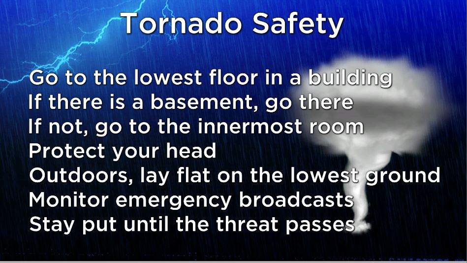 Best practices in the event of a tornado
