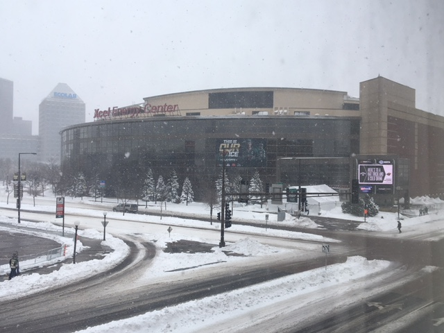 Winnipeggers who made the trip to St. Paul for Game 3 were treated to record snow.