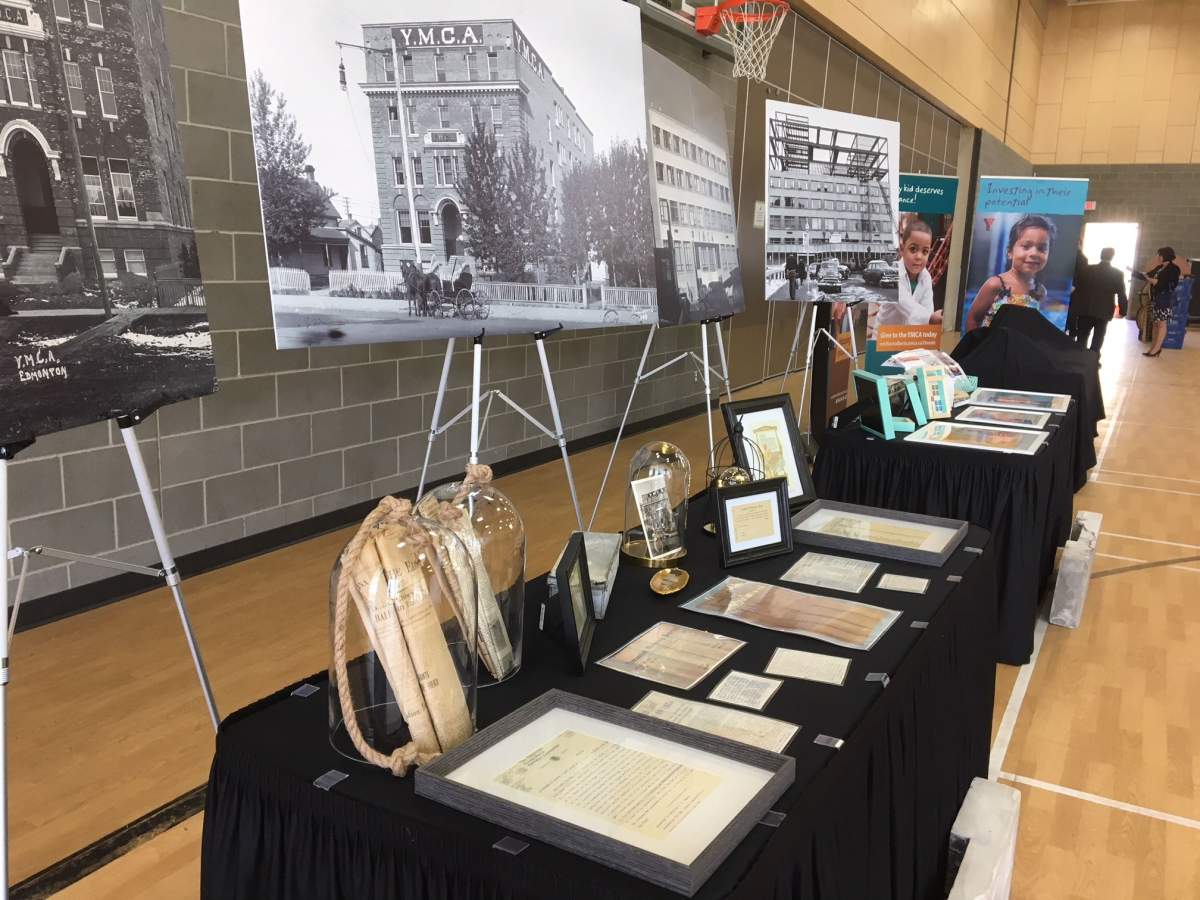 Artifacts from two Edmonton Downtown YMCA capsules are on display, Monday, April 23, 2018. 