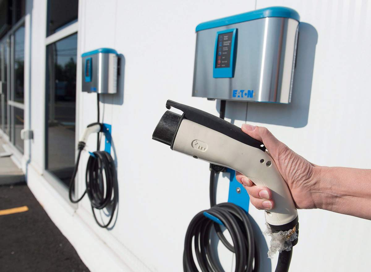 A fast-charging electric vehicle station is seen in Dartmouth, N.S., on Wednesday, August 2, 2017. 
