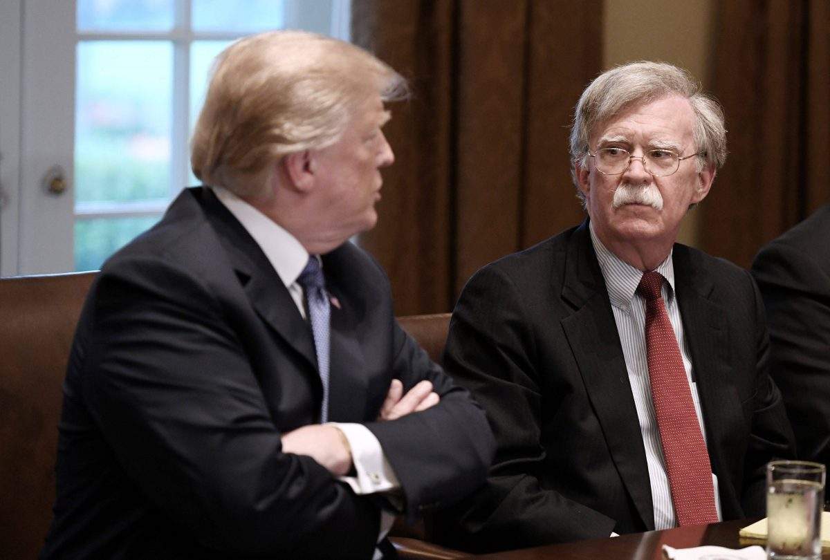 U.S President Donald Trump (L) and John Bolton (R) , national security adviser, attend a briefing from Senior Military Leadership in the Cabinet Room of the White House, on April 9, 2018, in Washington, DC. Photo by Olivier Douliery/ Abaca