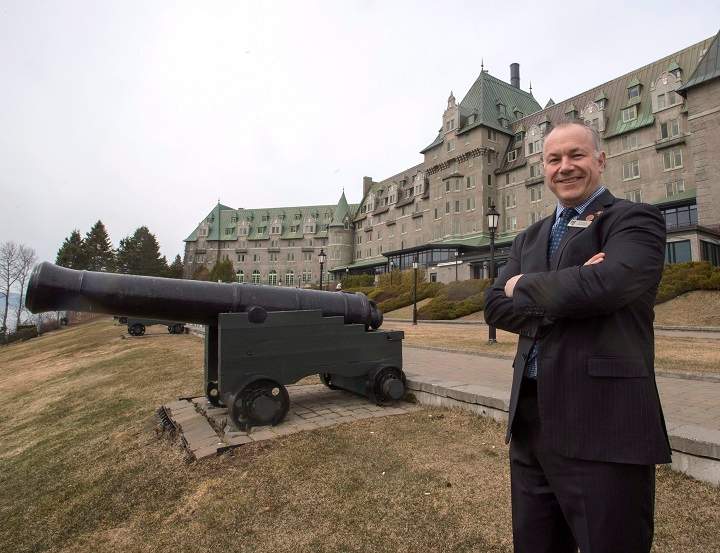 General manager Jean-Jacques Etcheberrigaray is seen in front of Le Manoir Richelieu, site of the upcoming G7 Summit, Wednesday, April 25, 2018 in La Malbaie, Que. The 405-room Manoir Richelieu in La Malbaie will host the 44th annual G7 summit on June 8-9, when the leaders of seven industrialized countries, their spouses and other dignitaries make their way to the idyllic Charlevoix region about 150 kilometres northeast of Quebec City. 
