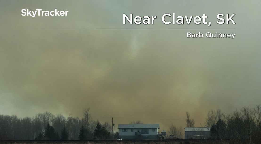 A fire sparked up along Highway 16 east of Saskatoon on Sunday.